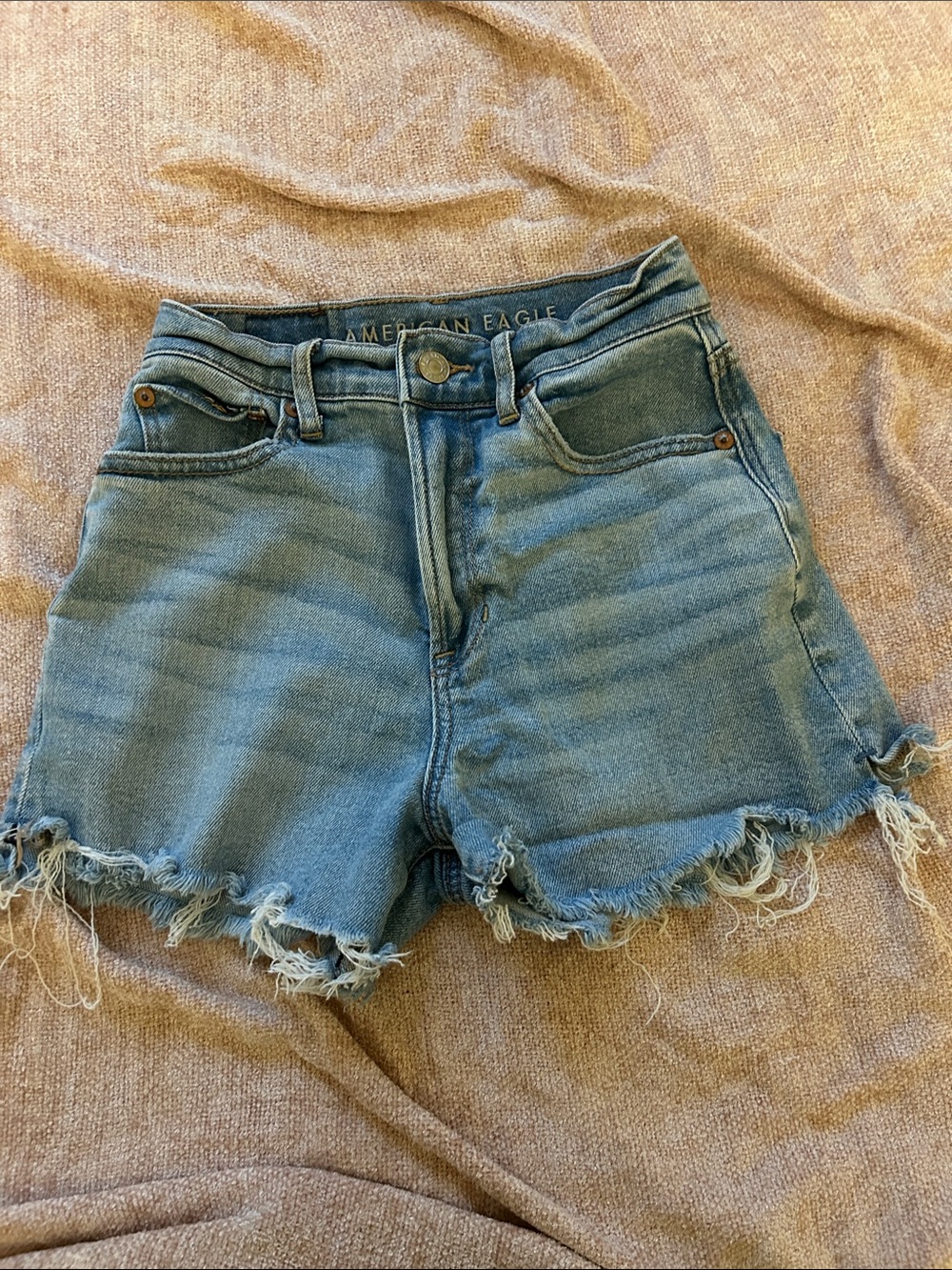 American Eagle Outfitters Distressed Light blue "90s boyfriend shorts"